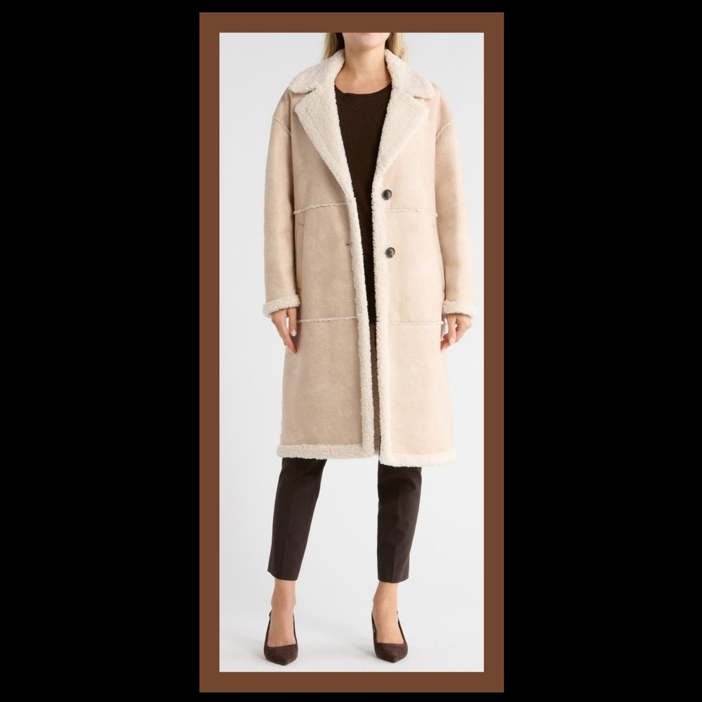 Bcbgeneration Beige Shearling Coat - image 1